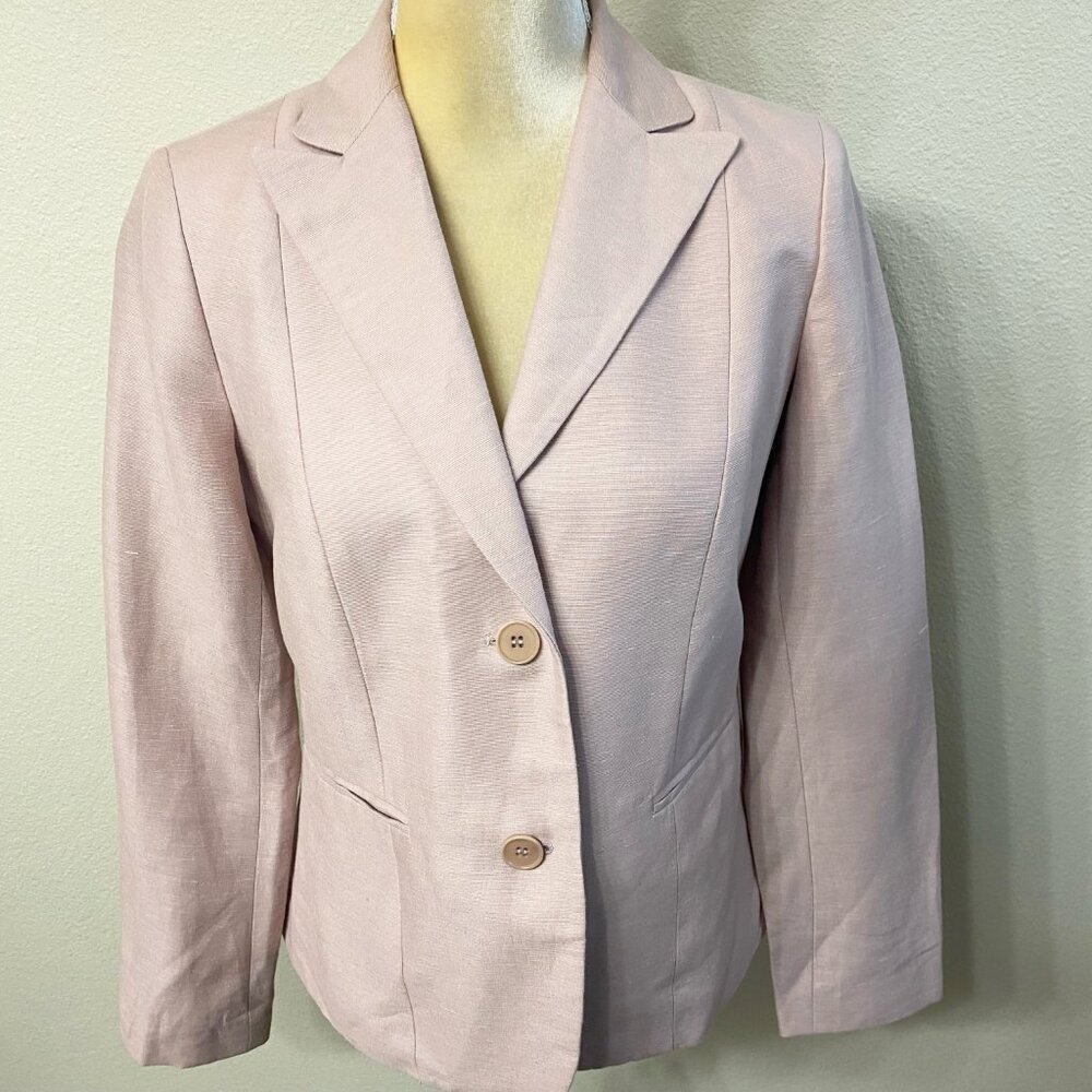 Talbots Linen Blend Pink Double Button Blazer - image 4